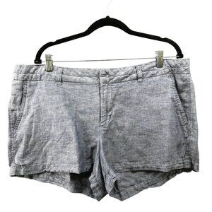 Gap City 3'' Short Womens 16 Linen Cotton Chambray Blue Flat Front